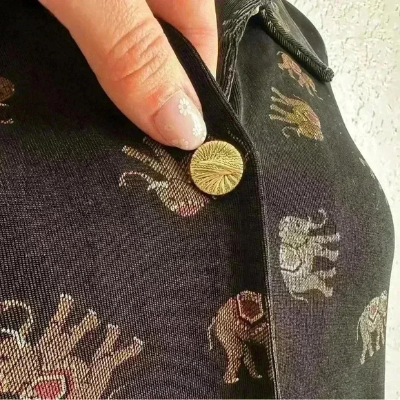 Vintage Ronnie Nicole long sleeve elephant print button up blouse size 14 - Picture 4 of 15